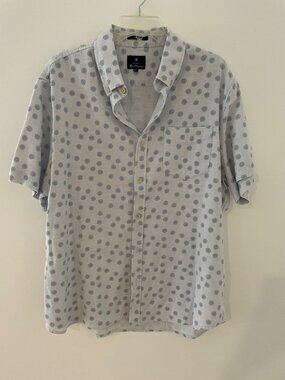 Ben Sherman Men's stretch s/s button down shirt XL, cotton, white/blue